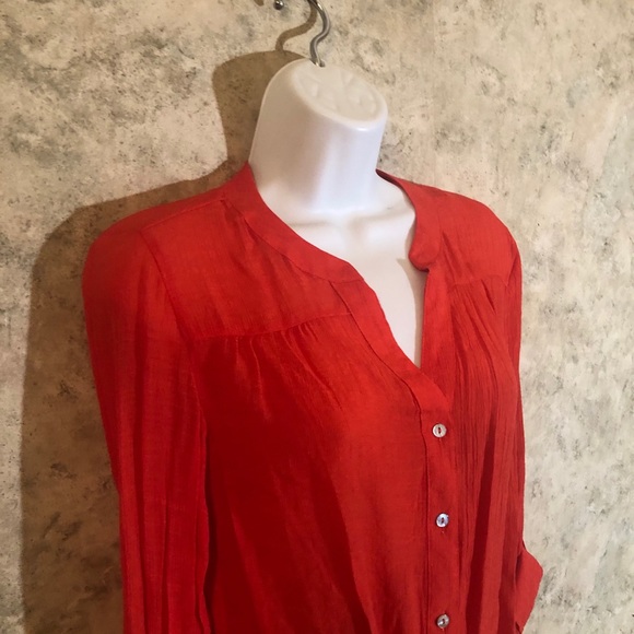 Zac & Rachel Petite Poppy Red Tie-Front Blouse - Picture 9 of 13